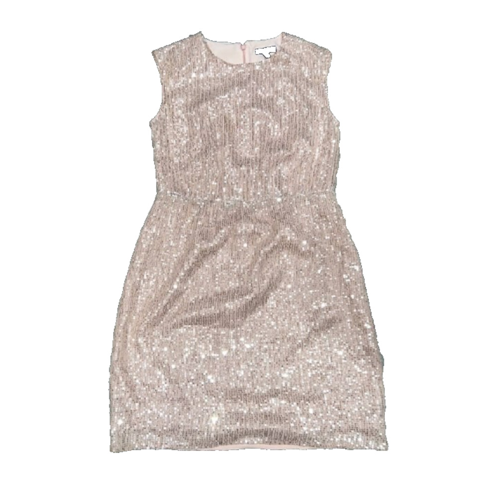 J.Crew Sequin party wedding prom preppy Mini Dress pink beige Sz 2 A006537 - Picture 2 of 9